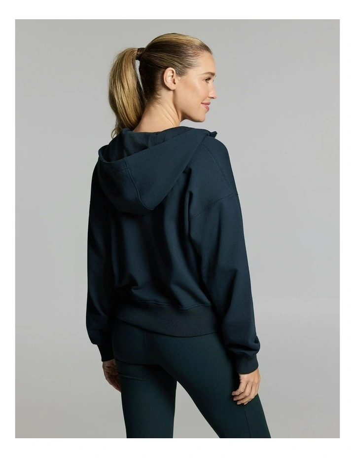 Plush Fleece Half Zip Hoodie Teal image 2