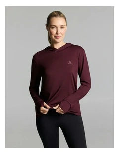 Activate Brushed Hooded Long Sleeve Cherry Cola