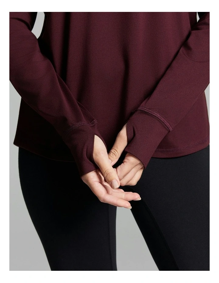 Activate Brushed Hooded Long Sleeve Cherry Cola image 5