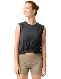 Women Yoga Pilates Draped Tank Top Graphite Grey