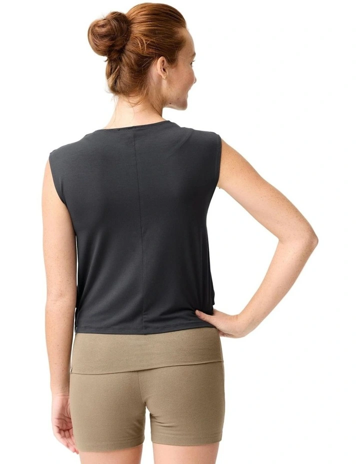 Women Yoga Pilates Draped Tank Top Graphite Grey image 2