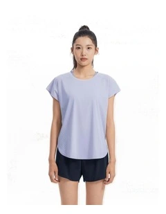 Women's Loose-Fit Breathable Fitness T-Shirt in Pastel Mauve Grey