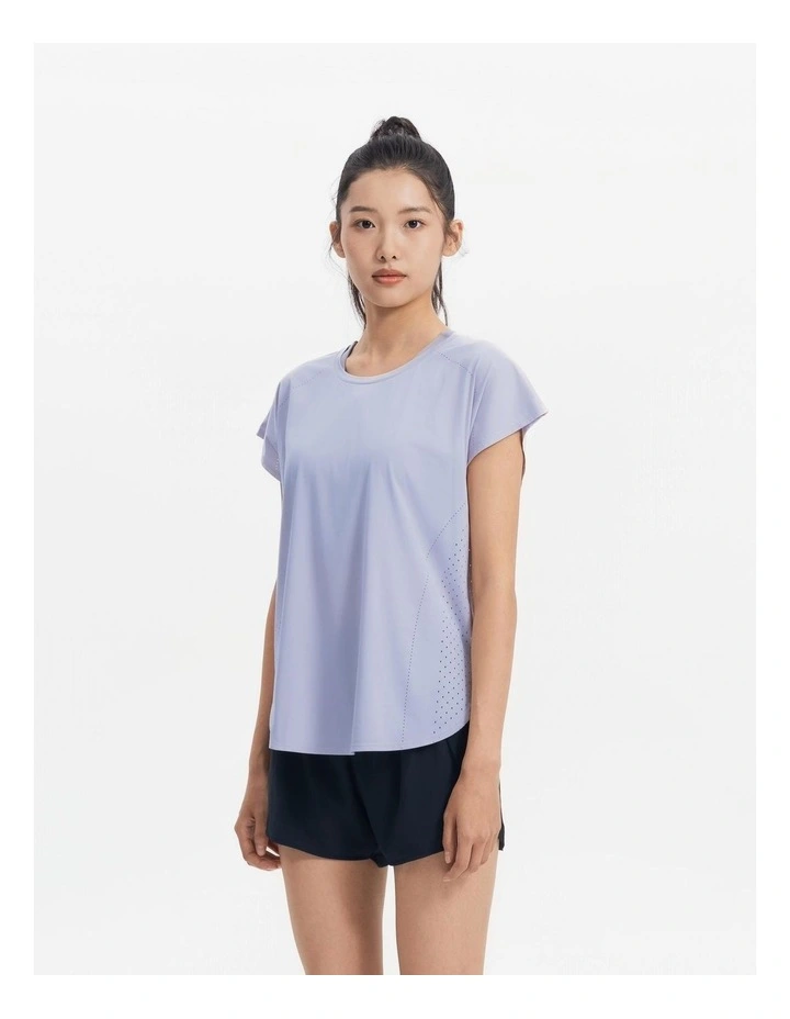 Women's Loose-Fit Breathable Fitness T-Shirt in Pastel Mauve Grey image 3