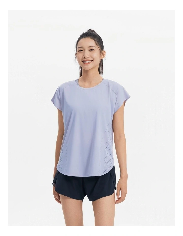 Women's Loose-Fit Breathable Fitness T-Shirt in Pastel Mauve Grey image 4