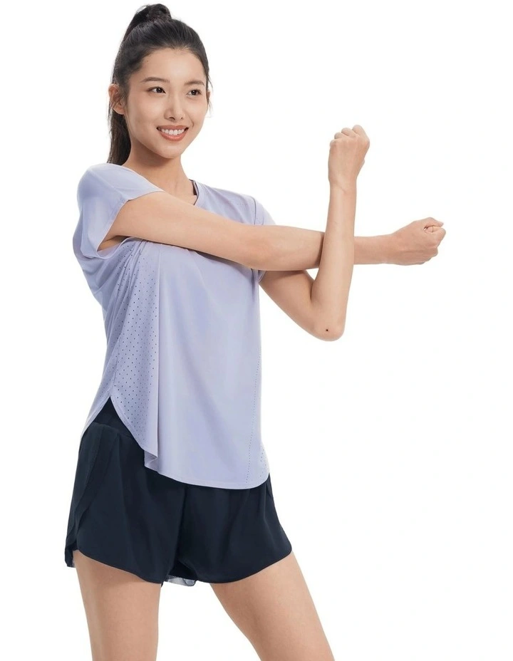 Women's Loose-Fit Breathable Fitness T-Shirt in Pastel Mauve Grey image 5