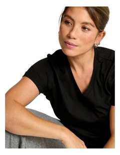 Women'S Vin Neck T-Shirt Coolmax in Black