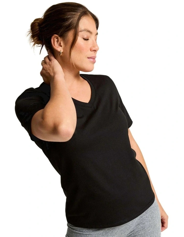 Women'S Vin Neck T-Shirt Coolmax in Black image 3