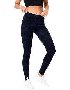 Women's Cotton Fitness Leggings in Black/Blue