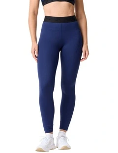 Women's Elasticated Waistband Training Leggings in Navy Blue
