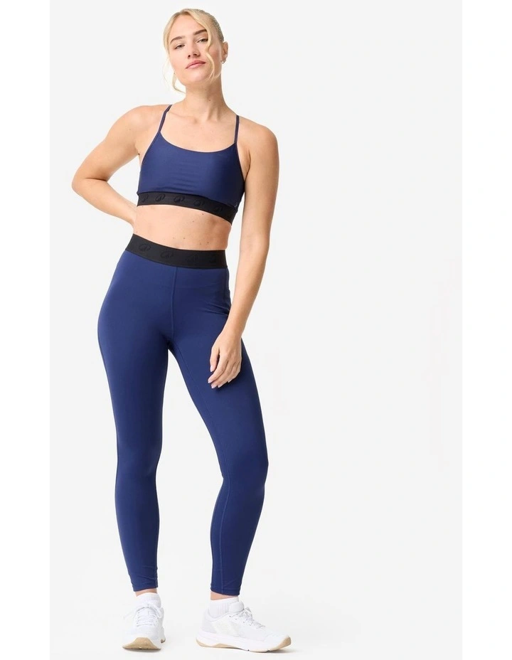 Women's Elasticated Waistband Training Leggings in Navy Blue image 2