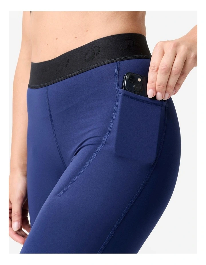Women's Elasticated Waistband Training Leggings in Navy Blue image 3