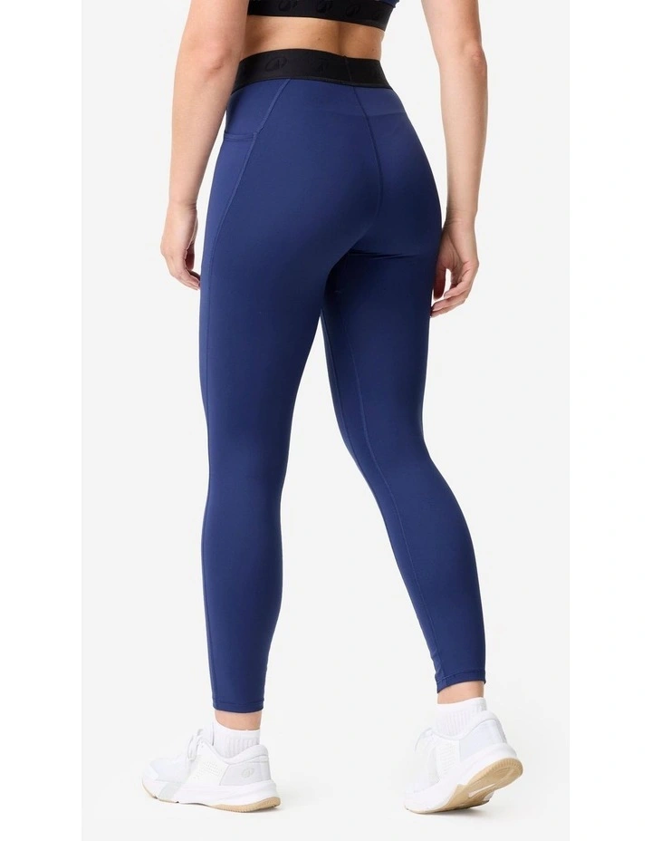 Women's Elasticated Waistband Training Leggings in Navy Blue image 4