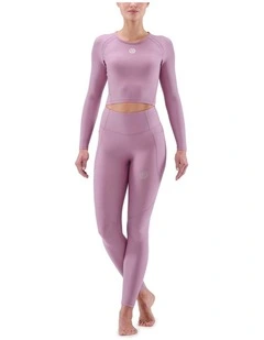 MOTION Women's Long Tights Woven Fabric Activewear in Dusky Orchid