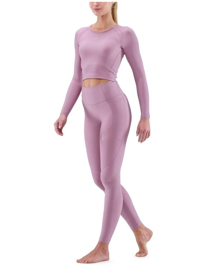 MOTION Women's Long Tights Woven Fabric Activewear in Dusky Orchid image 3