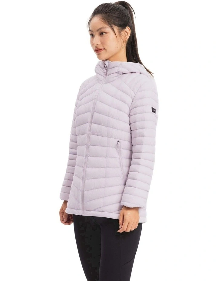 Forclaz Women's Hooded Down Jacket Trek100 in Pale Lilac Purple image 3