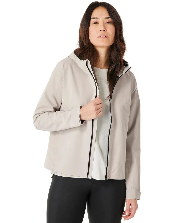 WomenS Waterproof Hiking Jacket, Mh100 - Beige image 4