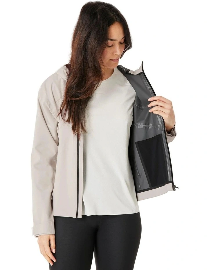 WomenS Waterproof Hiking Jacket, Mh100 - Beige image 5