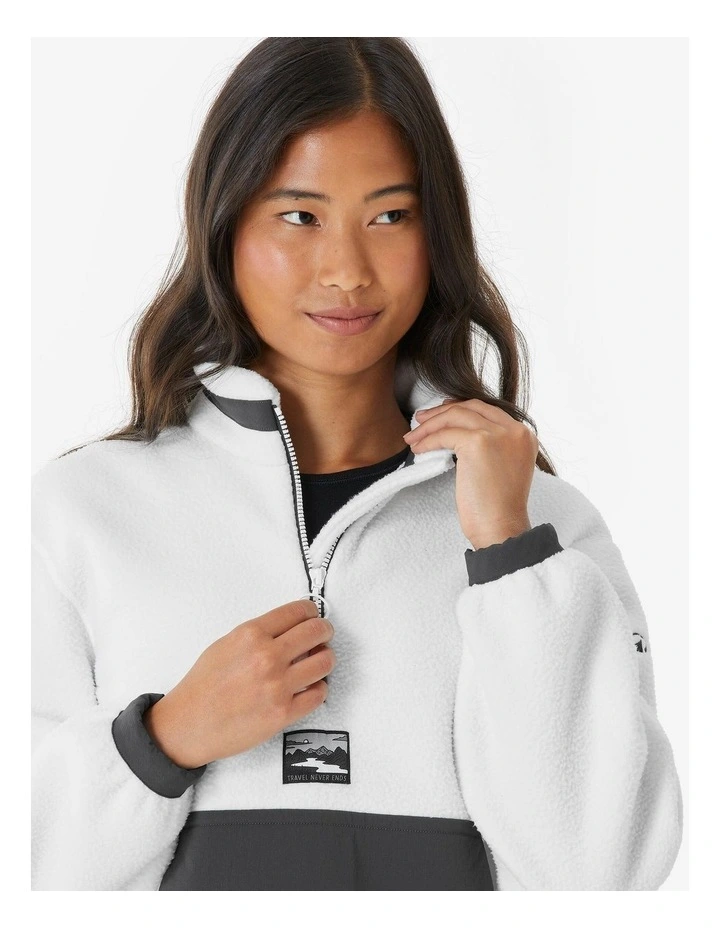 Women'S Sherpa Mountain Hiking Fleece Mh100 1/2 Zip - White image 5