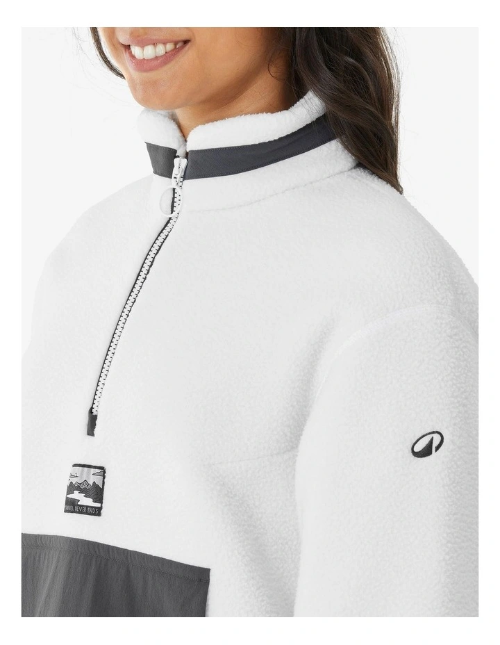Women'S Sherpa Mountain Hiking Fleece Mh100 1/2 Zip - White image 7