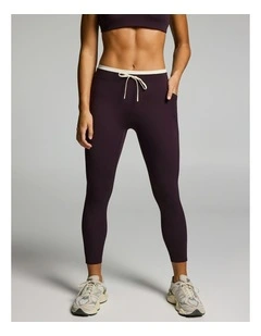 Tie Front Tipped Pocket Ankle Grazer Tights Boysenberry