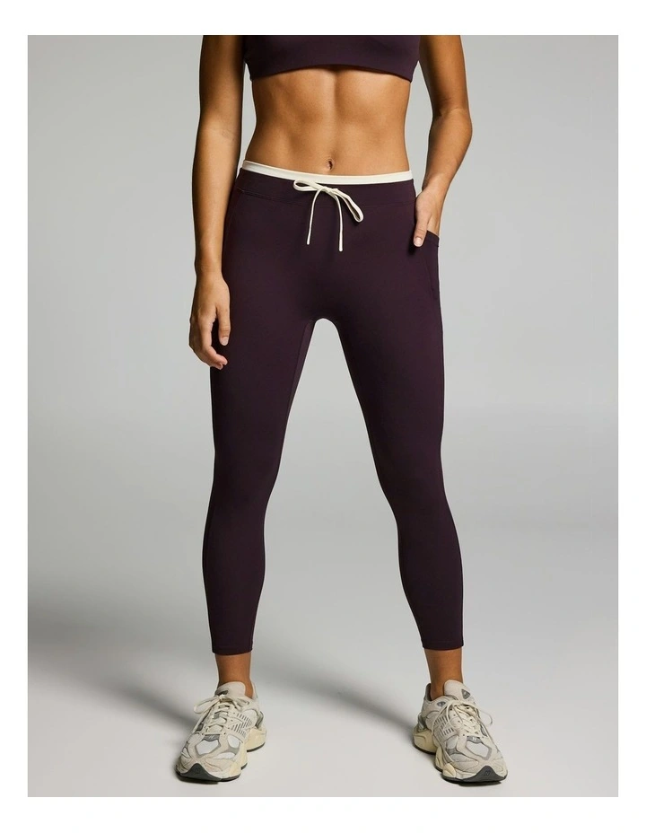 Tie Front Tipped Pocket Ankle Grazer Tights Boysenberry image 1