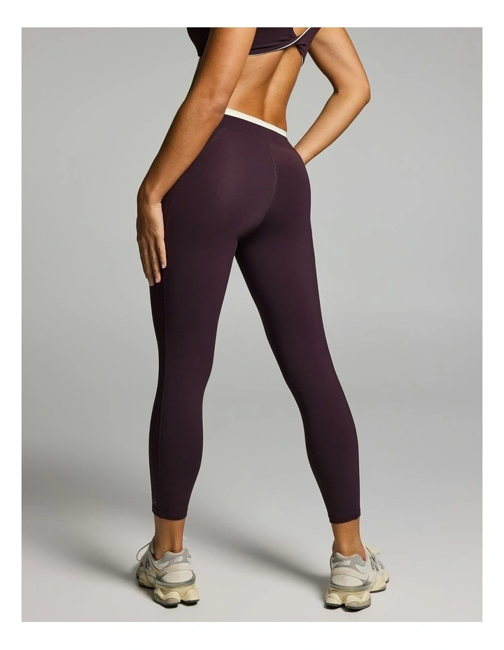 Tie Front Tipped Pocket Ankle Grazer Tights Boysenberry image 2