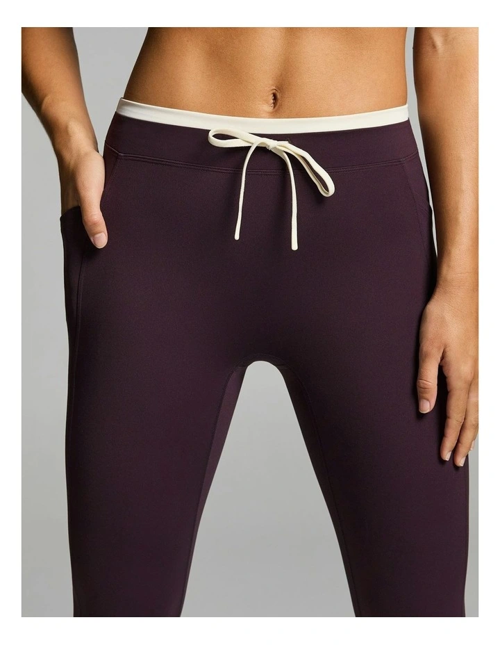 Tie Front Tipped Pocket Ankle Grazer Tights Boysenberry image 4