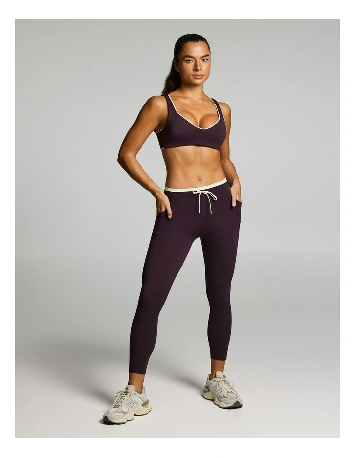 Tie Front Tipped Pocket Ankle Grazer Tights Boysenberry image 5