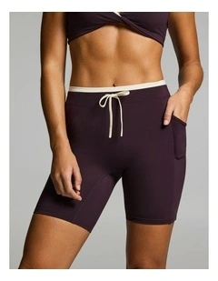 Tie Front Tipped Pocket Quad Tights Boysenberry