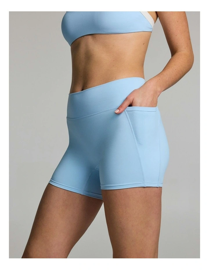 No Front Seam Pocket Mid Thigh Bike Shorts Skylight image 3