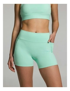 No Front Seam Pocket Mid Thigh Bike Shorts Mint