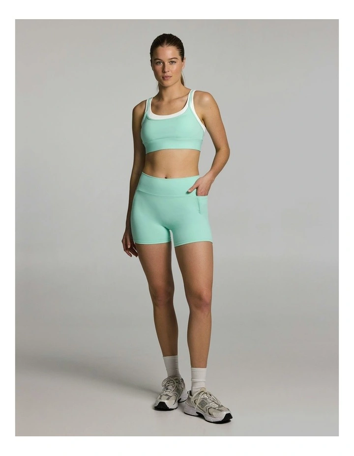 No Front Seam Pocket Mid Thigh Bike Shorts Mint image 5
