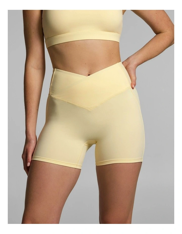 Cross Front Mid Thigh Bike Shorts Lemon Slice image 1