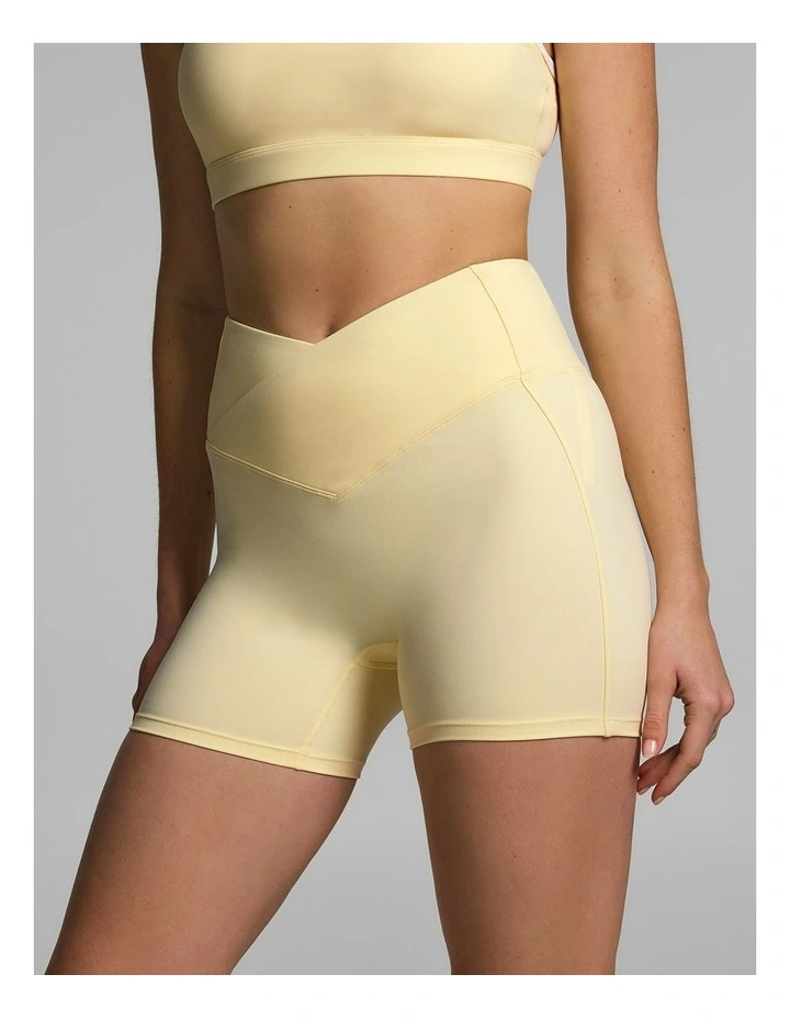 Cross Front Mid Thigh Bike Shorts Lemon Slice image 3