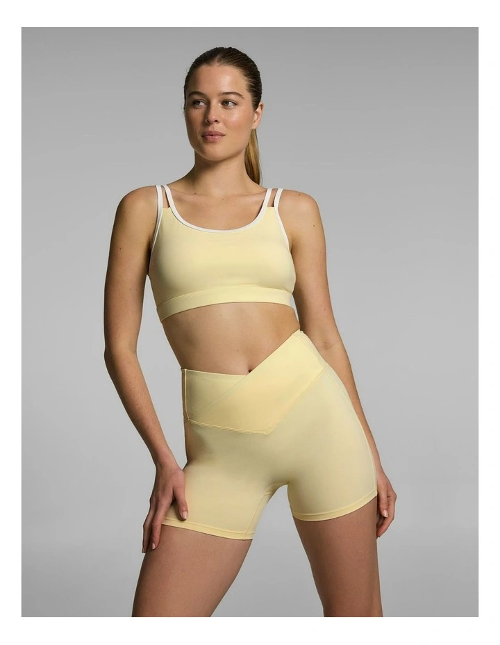 Cross Front Mid Thigh Bike Shorts Lemon Slice image 5