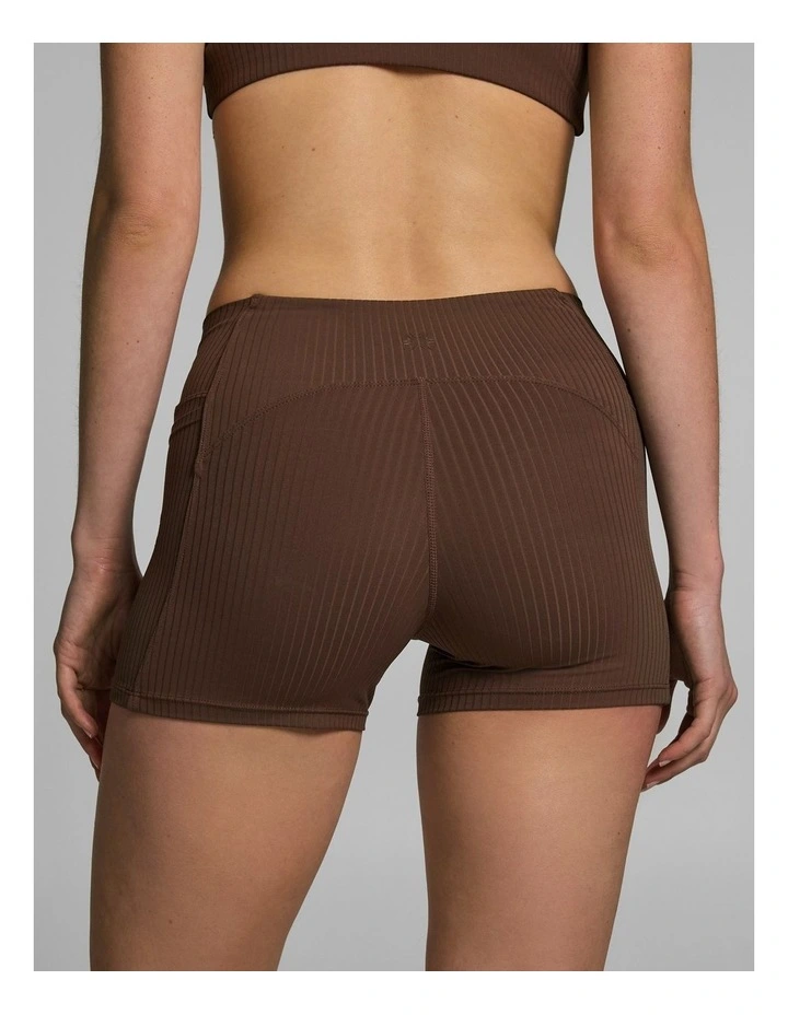 Mid Rise Luxe Rib Pocket Booty Shorts Pecan image 2