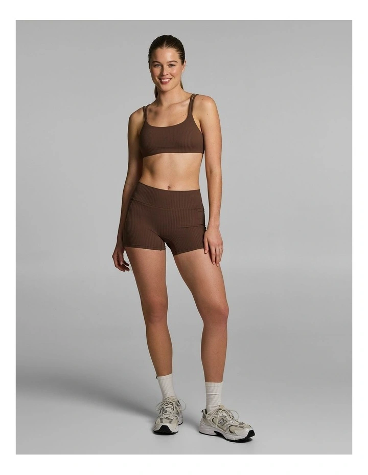 Mid Rise Luxe Rib Pocket Booty Shorts Pecan image 5