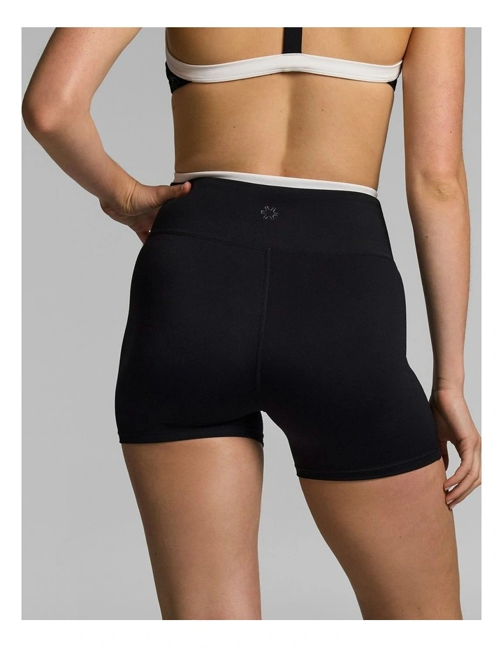 Tipped Wrap Front Mid Thigh Bike Shorts Black image 2