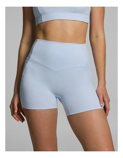 No Front Seam Pocket Mid Thigh Bike Shorts Light Sky Blue