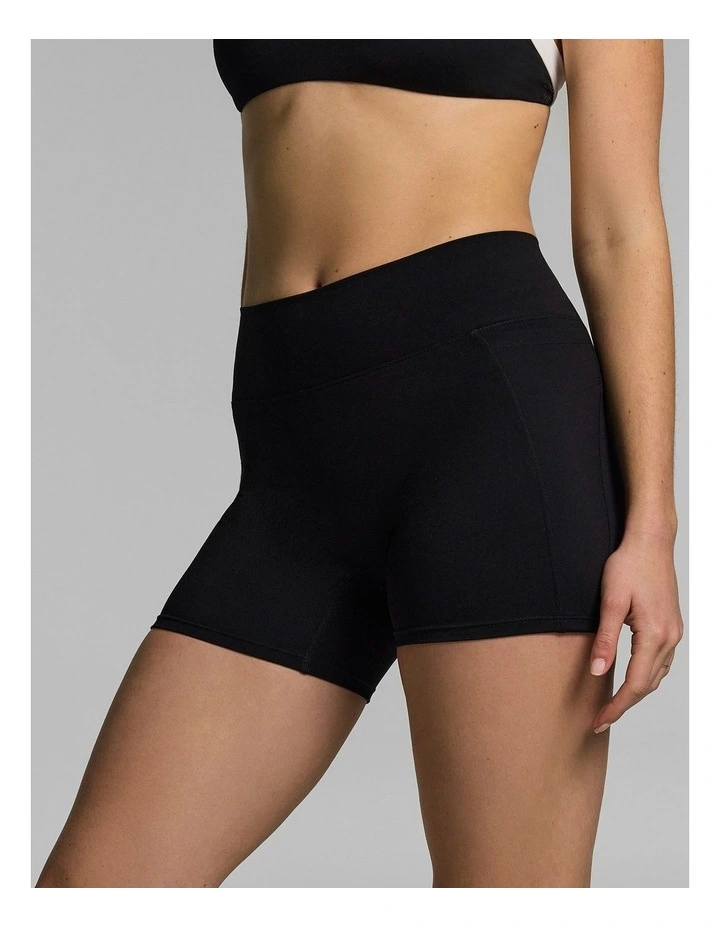 No Front Seam Pocket Mid Thigh Bike Shorts Black image 3