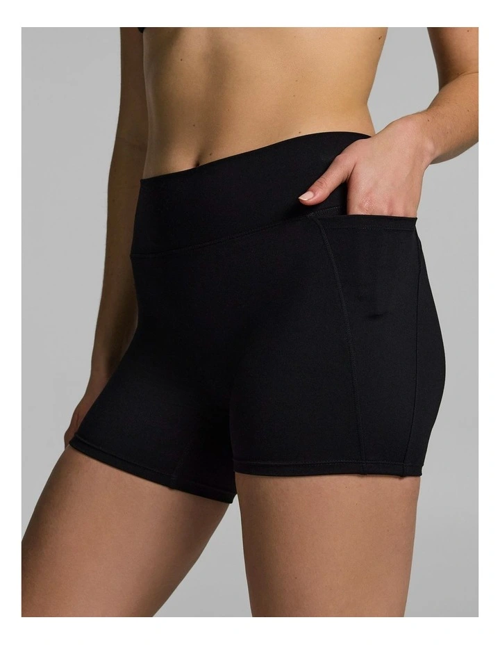 No Front Seam Pocket Mid Thigh Bike Shorts Black image 4