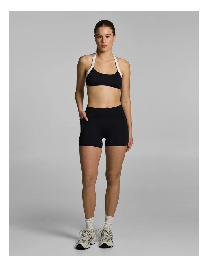No Front Seam Pocket Mid Thigh Bike Shorts Black image 5