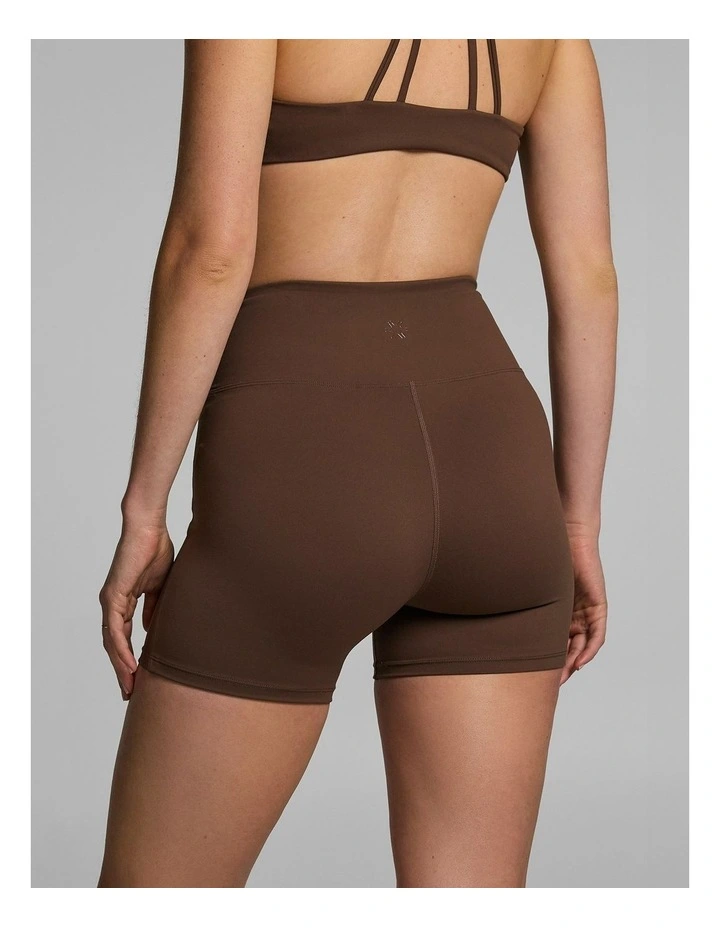 Cross Front Mid Thigh Bike Shorts Pecan image 2