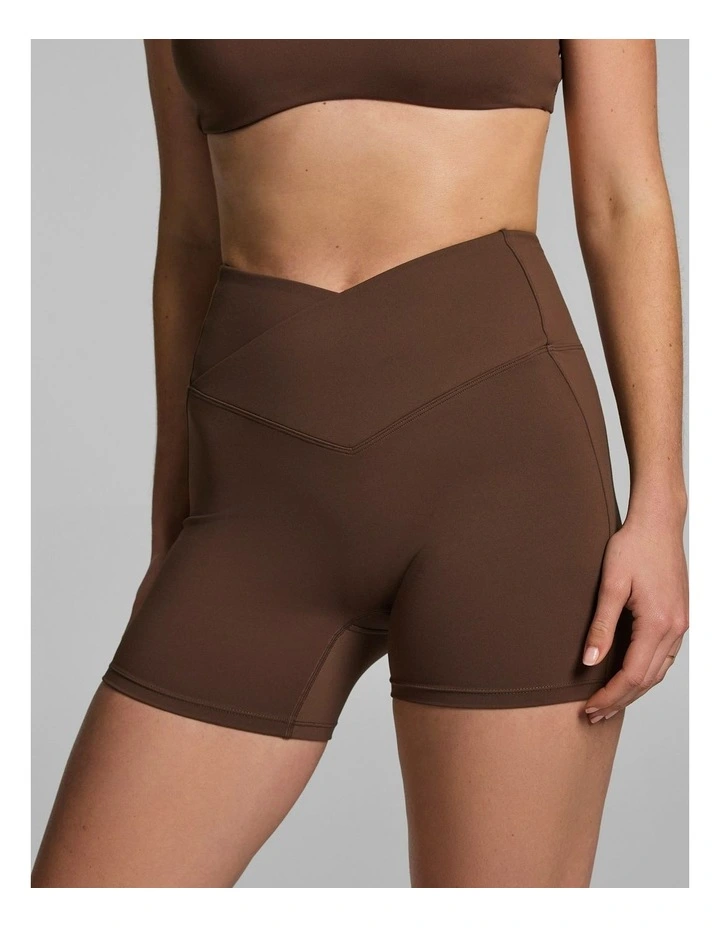 Cross Front Mid Thigh Bike Shorts Pecan image 4