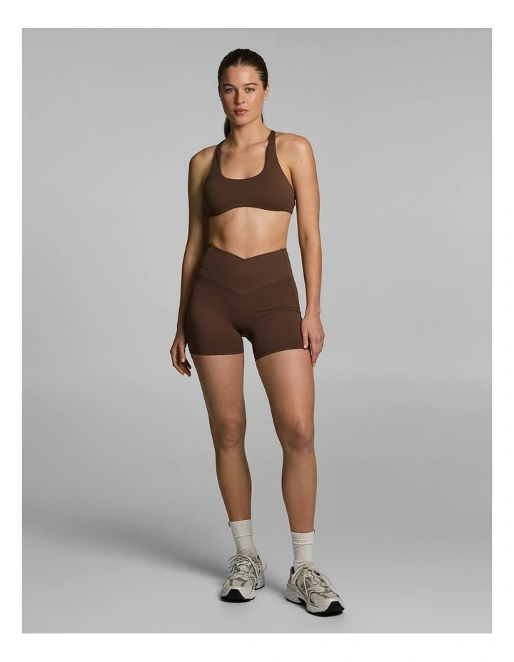 Cross Front Mid Thigh Bike Shorts Pecan image 5