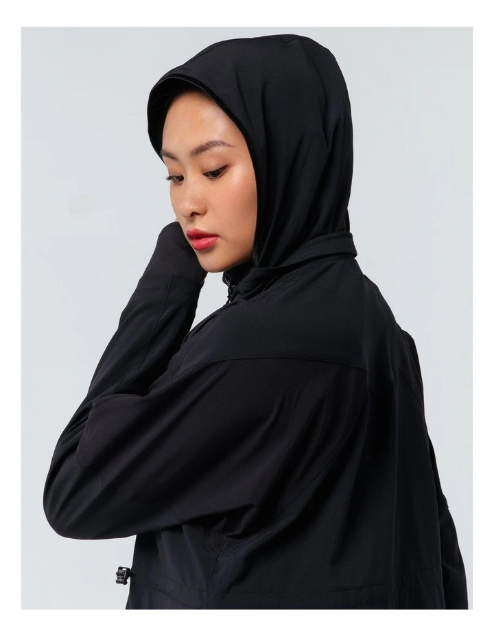 Loose Hooded Fitness Jacket in Black image 3