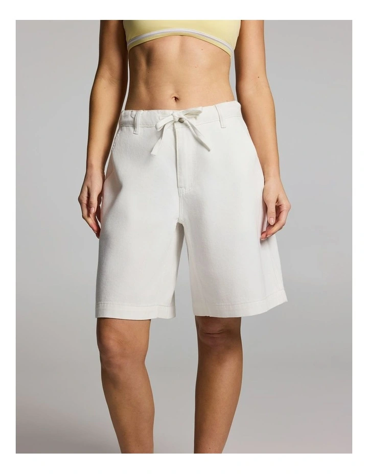 Relaxed Denim Pocket Jort Shorts in Ecru image 1