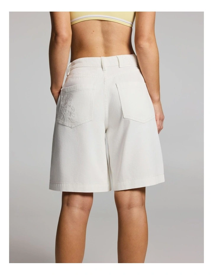 Relaxed Denim Pocket Jort Shorts in Ecru image 2