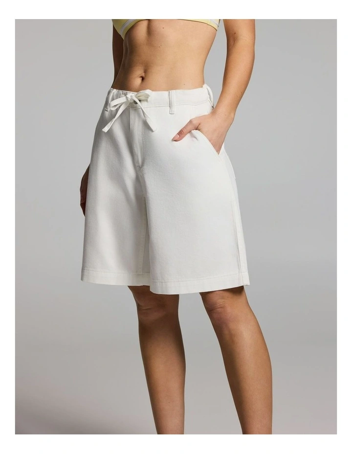 Relaxed Denim Pocket Jort Shorts in Ecru image 3