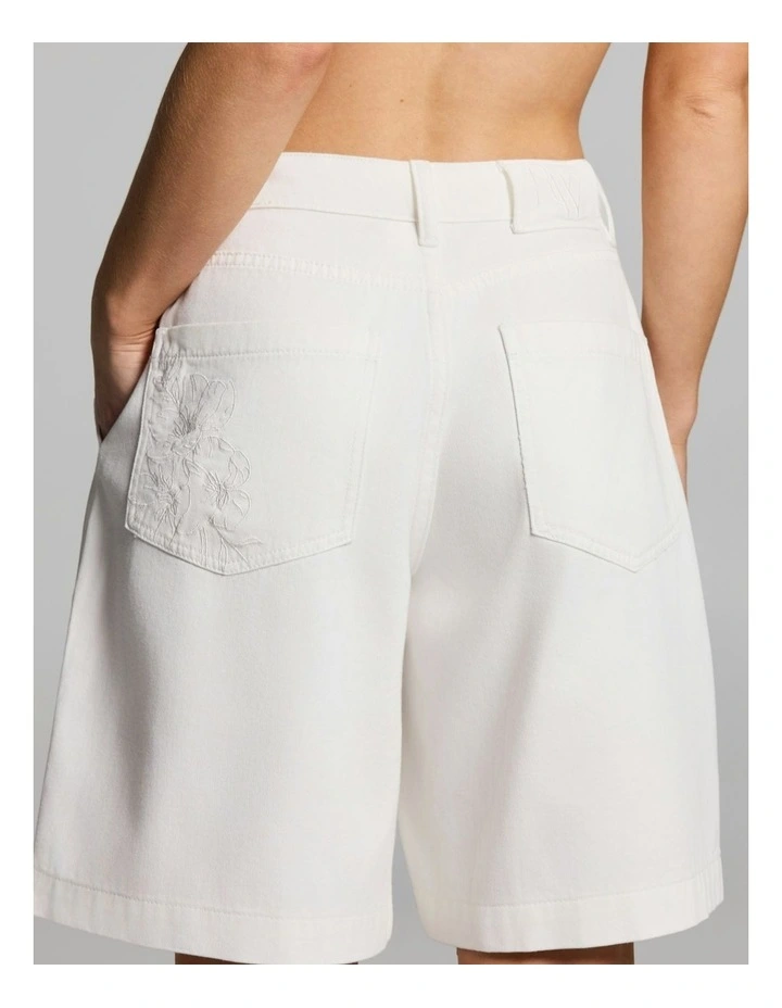 Relaxed Denim Pocket Jort Shorts in Ecru image 4